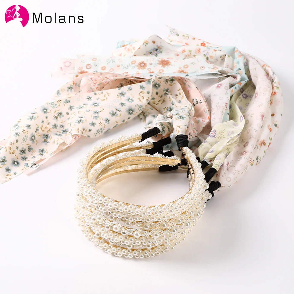 

Длинные ленты для волос с жемчужинами для женщин, элегантная Милая повязка на голову с цветами для девочек, ободок для волос, аксессуары для ...