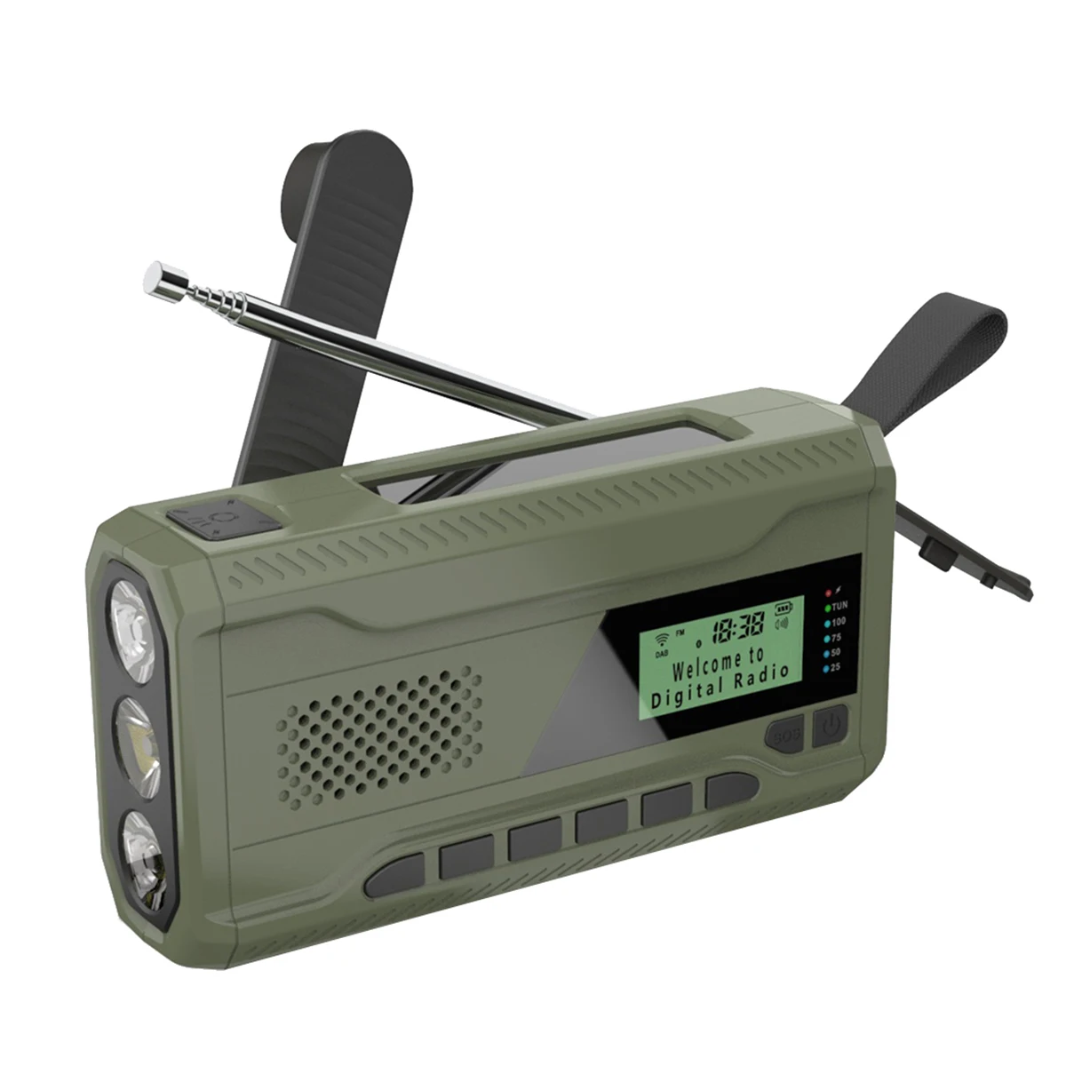 DAB/FM Bluetooth Radio Emergency Radio Built in 4500Mah Battery Portable Solar Hand Crank Radio Receiver Outdoor Radio
