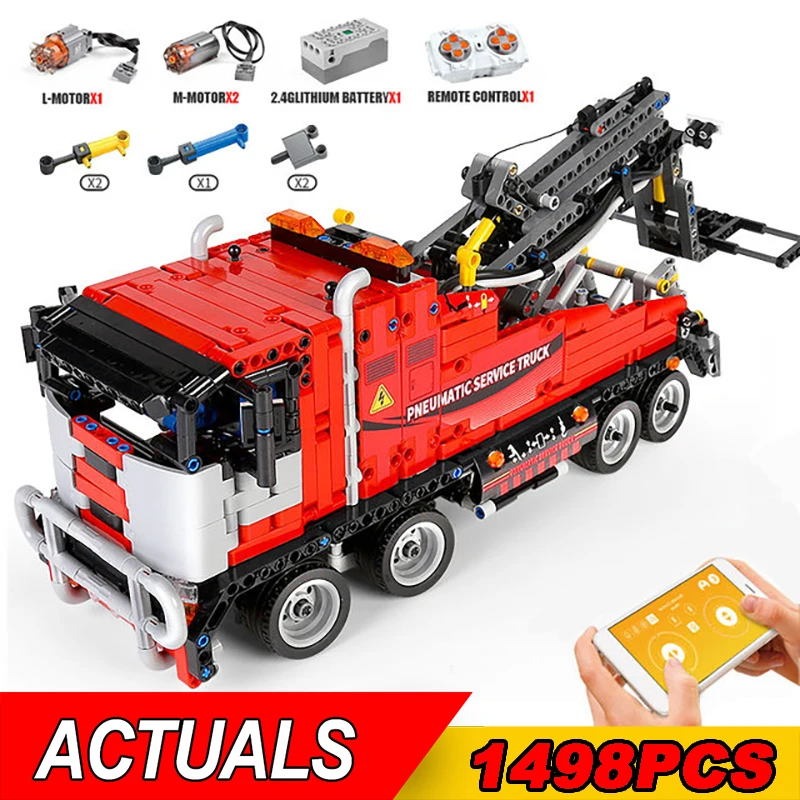 

IN STOCK MOULDKING 19001 High-Tech Car Toys APP RC Motorized Pneumatic Service Truck Building Blocks Bricks Kids Christmas Gifts