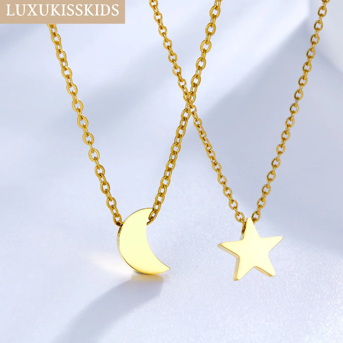 LUXUKISSKIDS луна звезда стальное ожерелье изящный маленький кулон в форме сердца