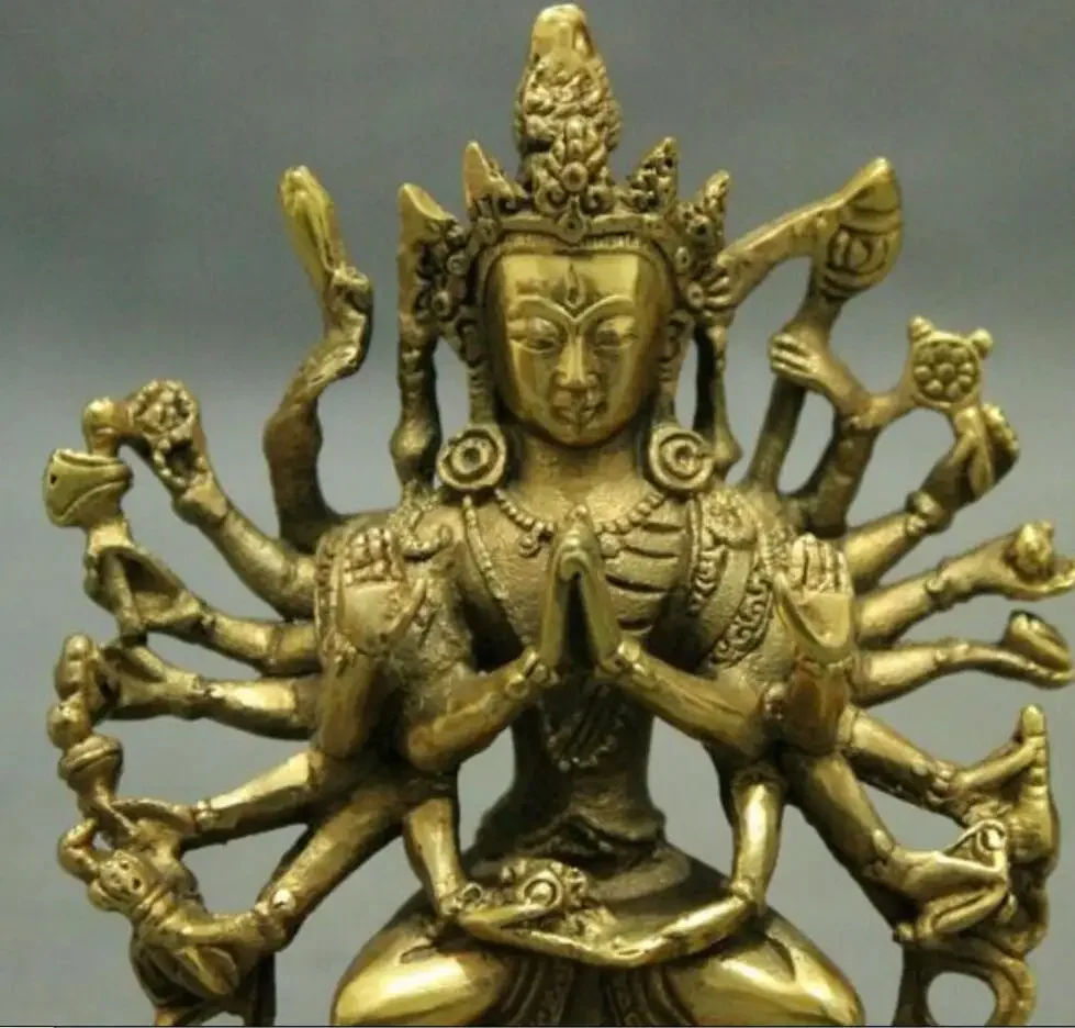 Медная статуя КИТАЙ Тибетский буддизм медный Будда avalokiteshvara экзорцизм