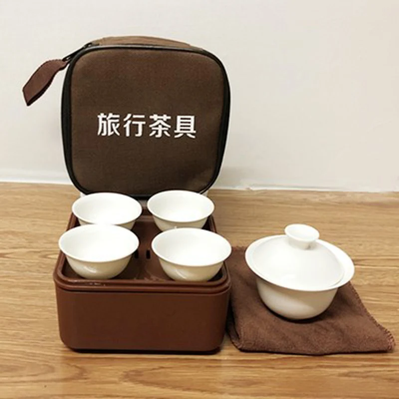 

Travel Kung Fu Tea Set Outdoor Car Quick Cup Gaiwan Mini Carrying Bag Filter Tea Cup