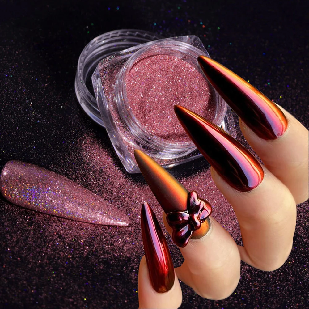 

Dark Night Purple HOLO Nail Glitter Powder Holographic Laser Effect Fine Dust Nail DIY Chrome Pigment (12 colors) FT&*
