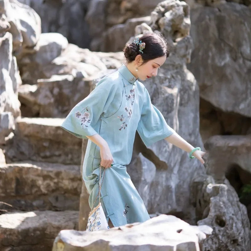 Китайское традиционное платье Qipao Cheongsam Elengant 2024 весна/лето новое улучшенное Ципао