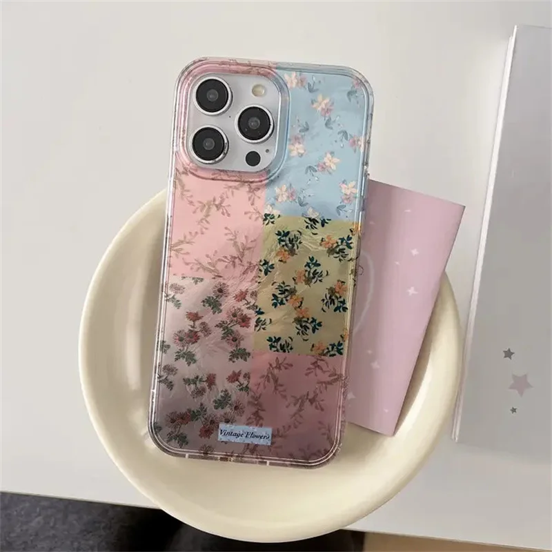 Фото Противоударный чехол для iPhone 16 Pro Max, 17, 15, 14, 13, 12, 11, XS Max, X, XR, 7, 8 Plus, SE2, 16 с цветочным пэчворк-узором «Вихрь» №3
