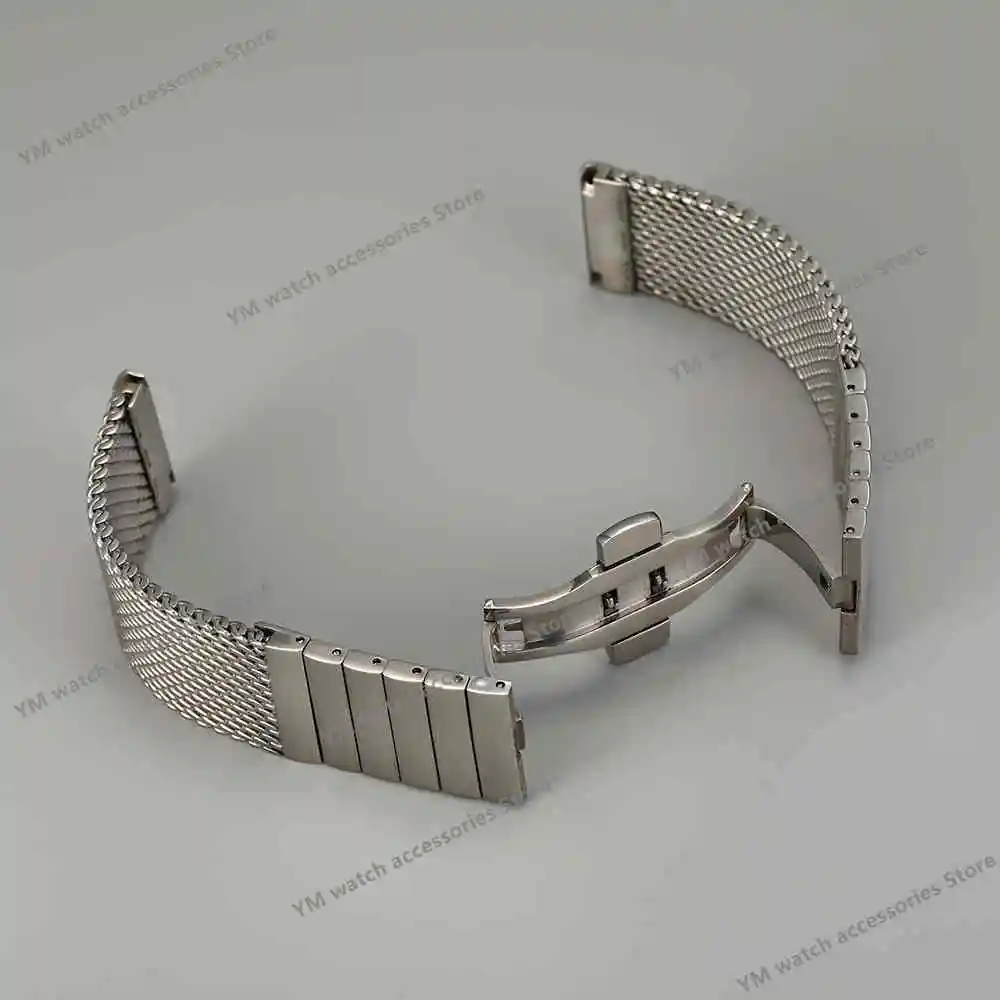 18mm 20mm 22mm 24mm Stainless Steel Straight End Shark Mesh Extended Deployment Clasp Watch Strap Band Fit For SKX ROX Watches