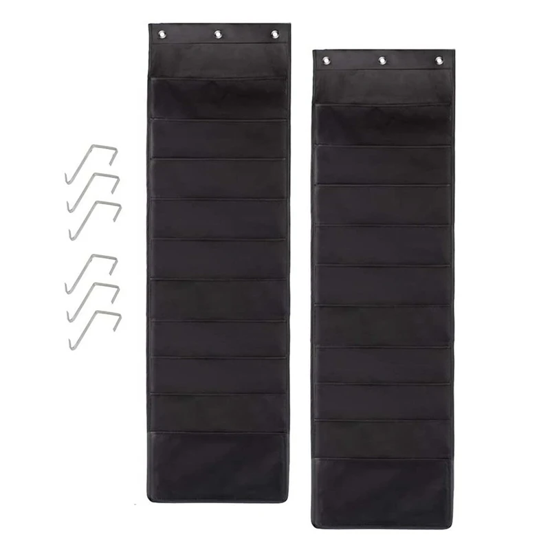 

2 Pack -Heavy Duty 10 Pocket Storage Charts -3 Over Door Hangers Included - Hanging Wall File Organizer For File Folders