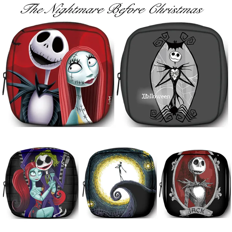 

Disney The Nightmare Before Christmas Cosmetic Storage Bag for Women Cartoon Pattern Girl's Sanitary Pad Bag Mini Coin Purse