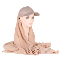 musilm women chiffon hijab with base ball cap summer sports cap with chiffon hijabs adjustable cap with integrated golf hats