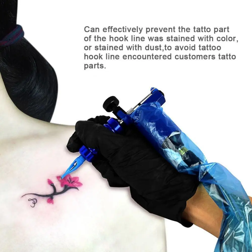 

100Pcs Disposable Tattoo Machine Hook Line Protection Bag Clip Cord Sleeve Cover Tattoo Accessory Permanent Makeup