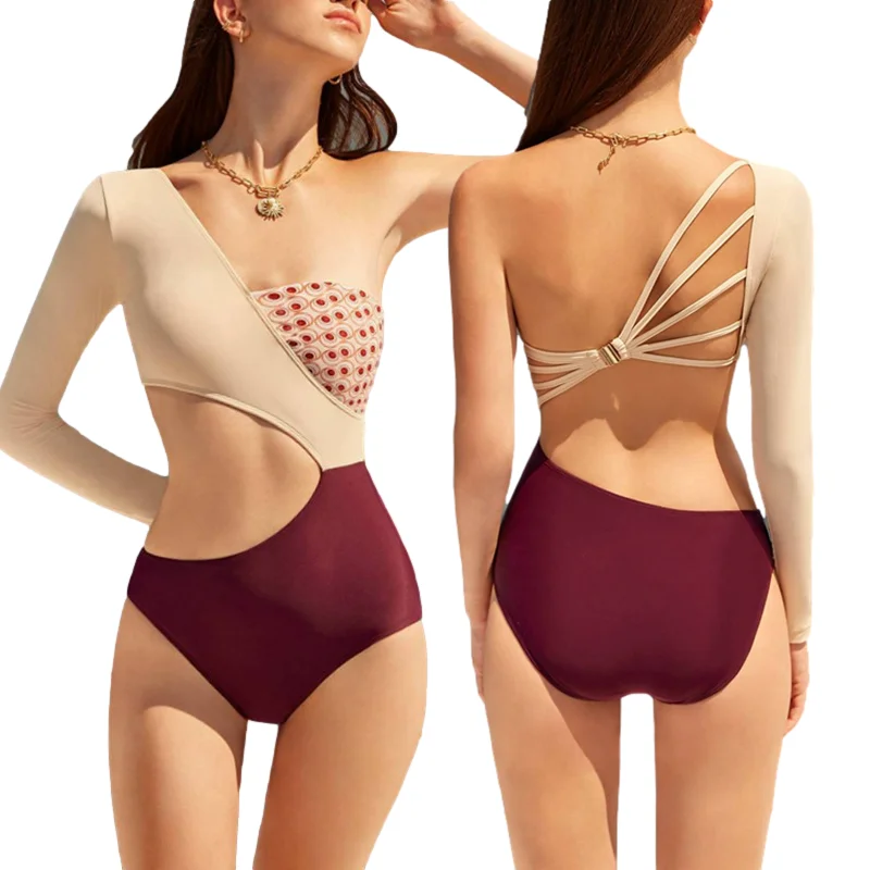 

Купальник женский сплошной на одно плечо с открытой спиной