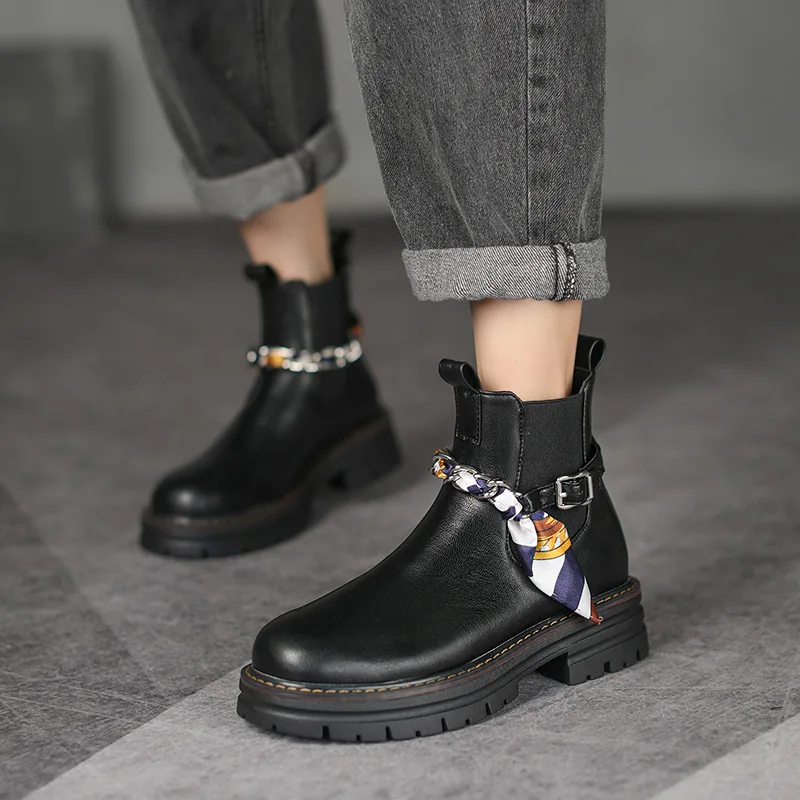 

Women Ankle Boots 2022 Luxury Casual Mid Heel Designer Plus Size Women Shoes Classic Round Head Elegant Lady Short Boots 40-42