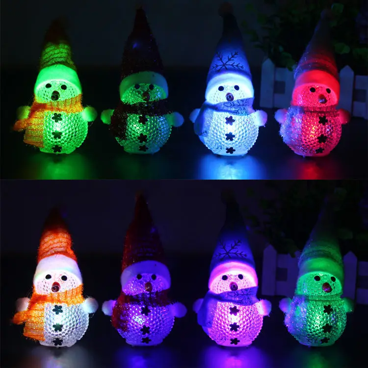 

2022 New Year Christmas Decor Crystal Snowman Colorful Night Light Christmas Gifts Decoration Color Changing Christmas Night