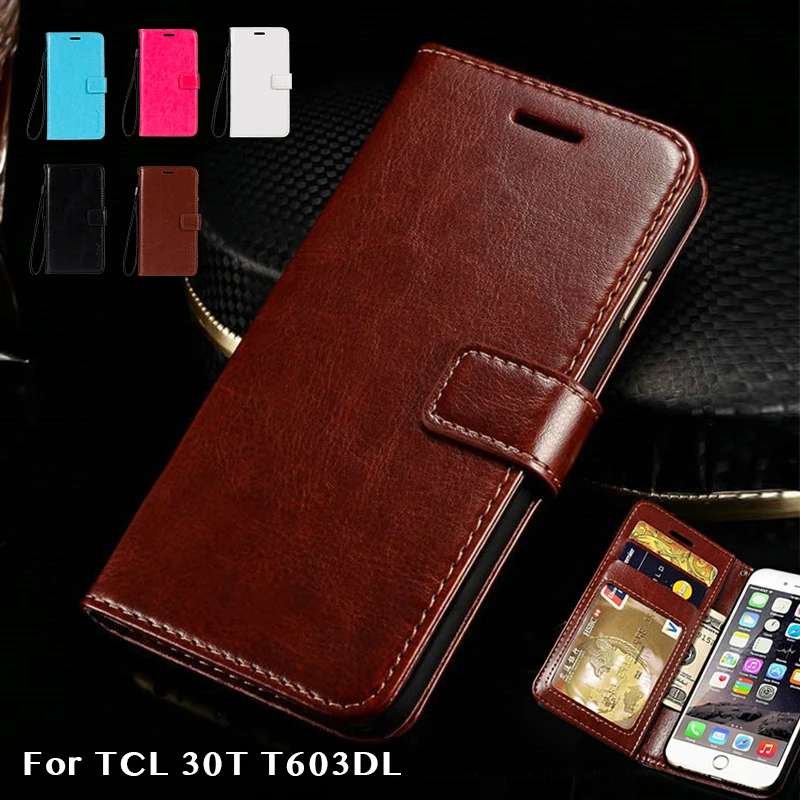 

PU Leather Flip Case For TCL 30T T603DL Card Holder Silicone Photo Frame Case Wallet Cover For TCL 30T T603DL Business Case