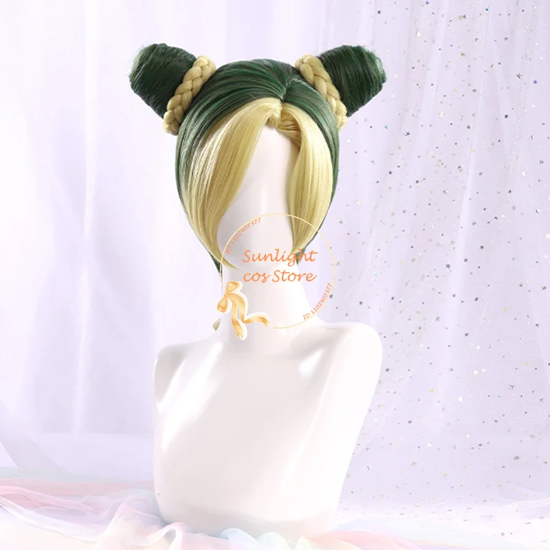 Парик для косплея аниме Kujo Jolin короткие золотисто-зеленые парики термостойкие