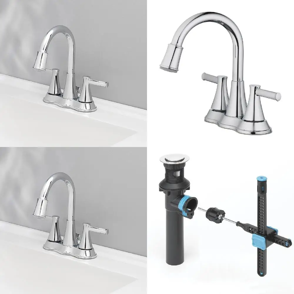 

"Elegant LED-Illuminated Compact Design Two Handle Pop-Up Lavatory Faucet with Enhanced Functionality - An Impressive Home Upgra