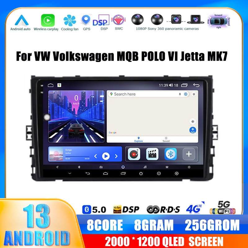 

For Volkswagen VW T-Cross MQB POLO Lavida Tharu Tayron T-ROC Bora Nirus 2018 2019 2020 Car Radio Multimedia Video Player Stereo