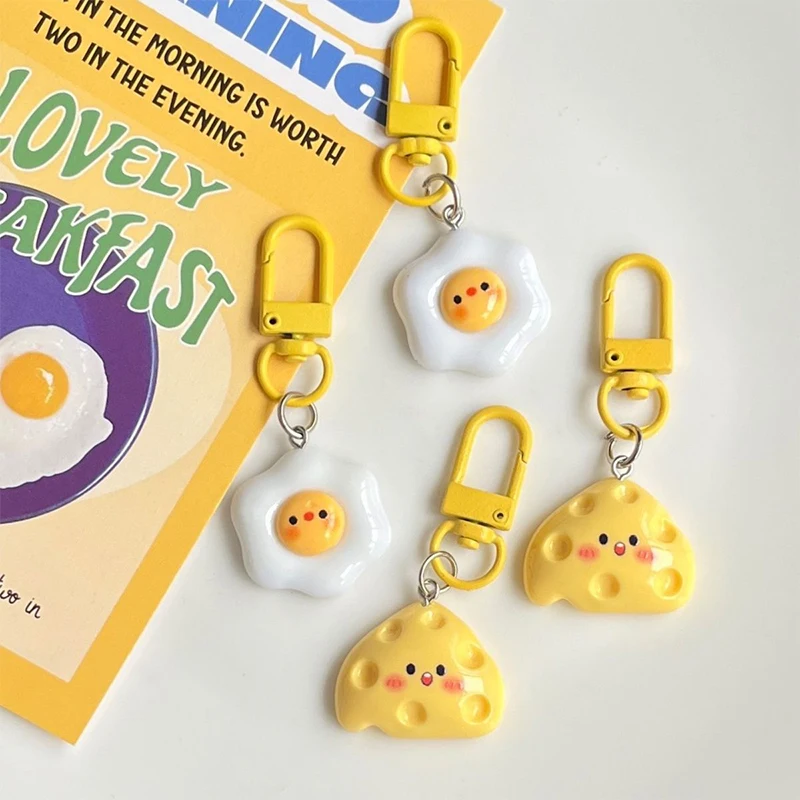 Милое яйцо-пашот кулон с сыром забавный брелок кавайный мультфильм имитация еды