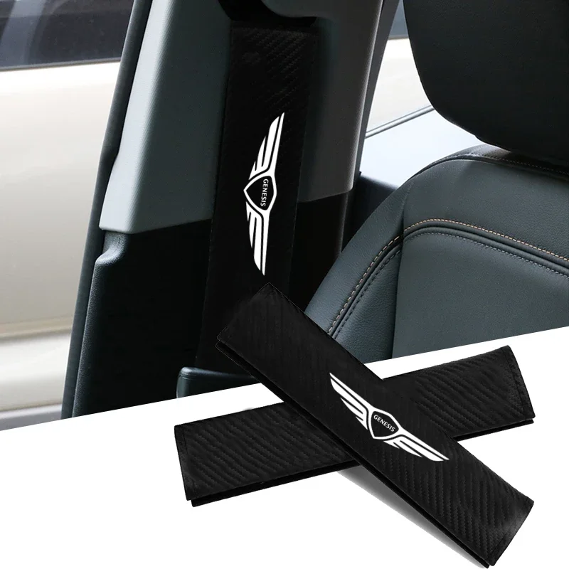 

Carbon Fiber Car Seat Belt Pads Seat Shoulder Strap Pad Cushion Cover For Hyundai Genesis Coupe G80 G70 GV80 BH GH accessories