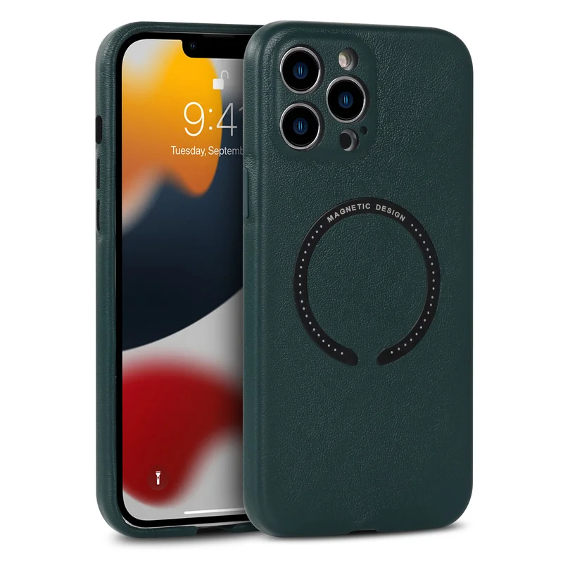 

Mag for Safe Leather Magnetic Case for iPhone 13 12 11 Pro Max XR X XS 14 Wireless Charging Camera Protection Shockproof Cover
