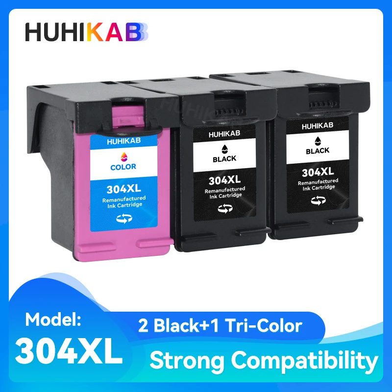 

HUHIKAB 304 Ink Cartriddge Replacement For HP 304 XL For HP304 Deskjet Envy 2620 2630 2632 3720 3730 5030 5020 5032 Printer