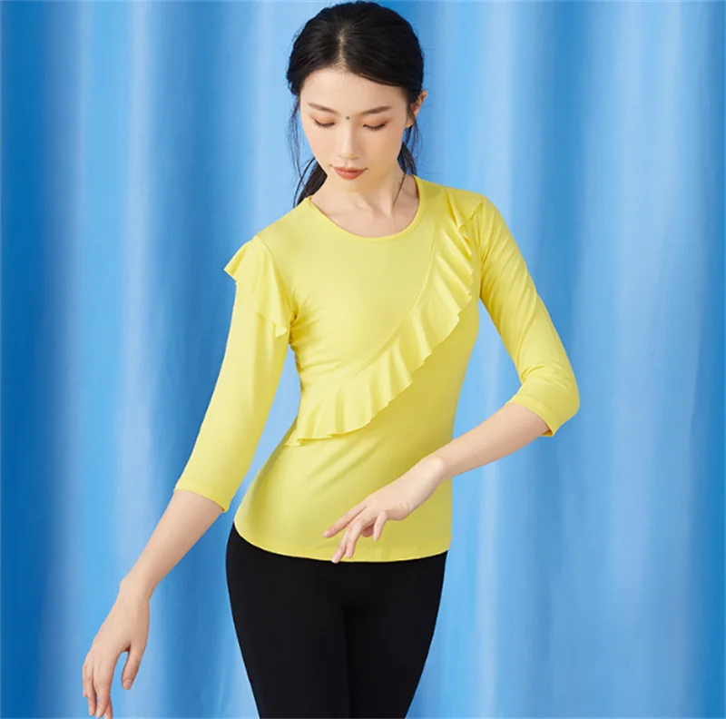 

Ballet Dancing Costume Stage Performance Clothing Women Dance Clothing Simple Design Long Sleeve Elastic Blouse