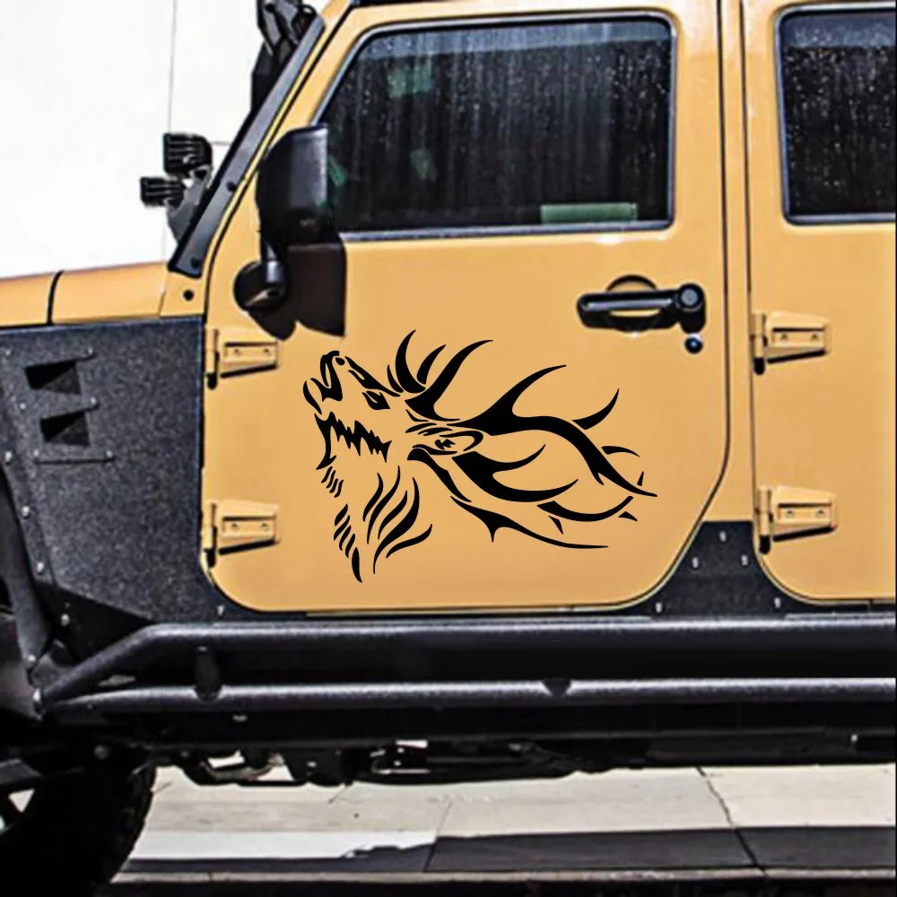 

1PCS Angry Wolf graphics car stickers creative personality adornment door waist line jeep truck hood vinyl film accessories