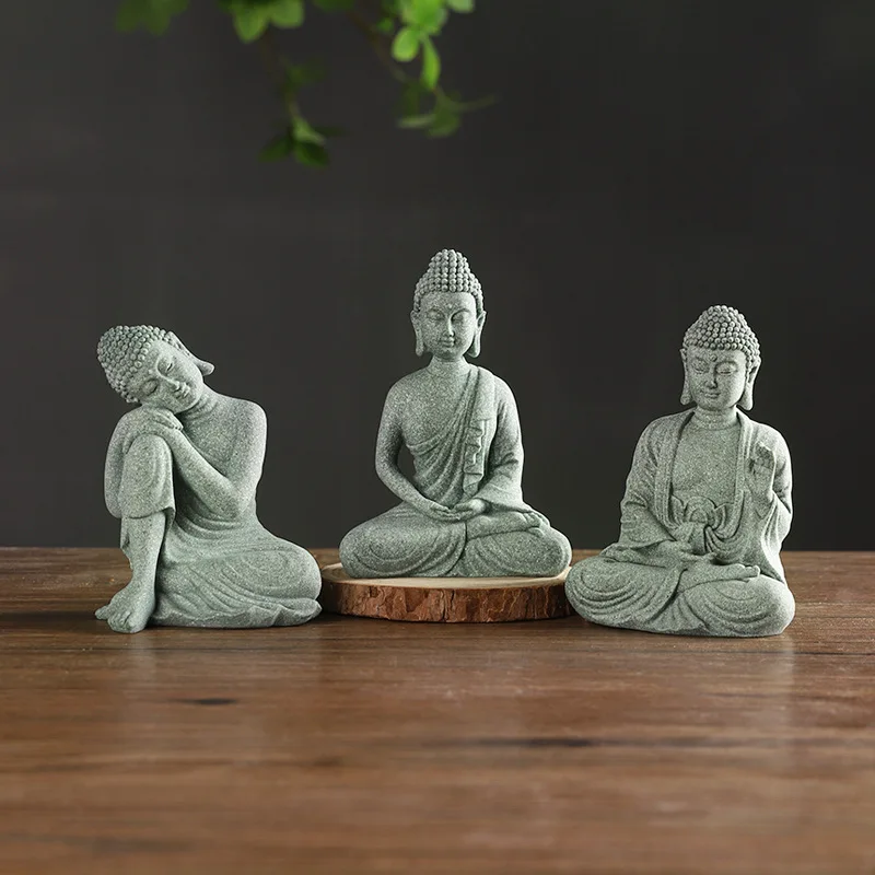 

New Chinese Zen Buddha statue ornaments, creative green sand, tea pets, tabletop fish tanks, landscaping, home decoration