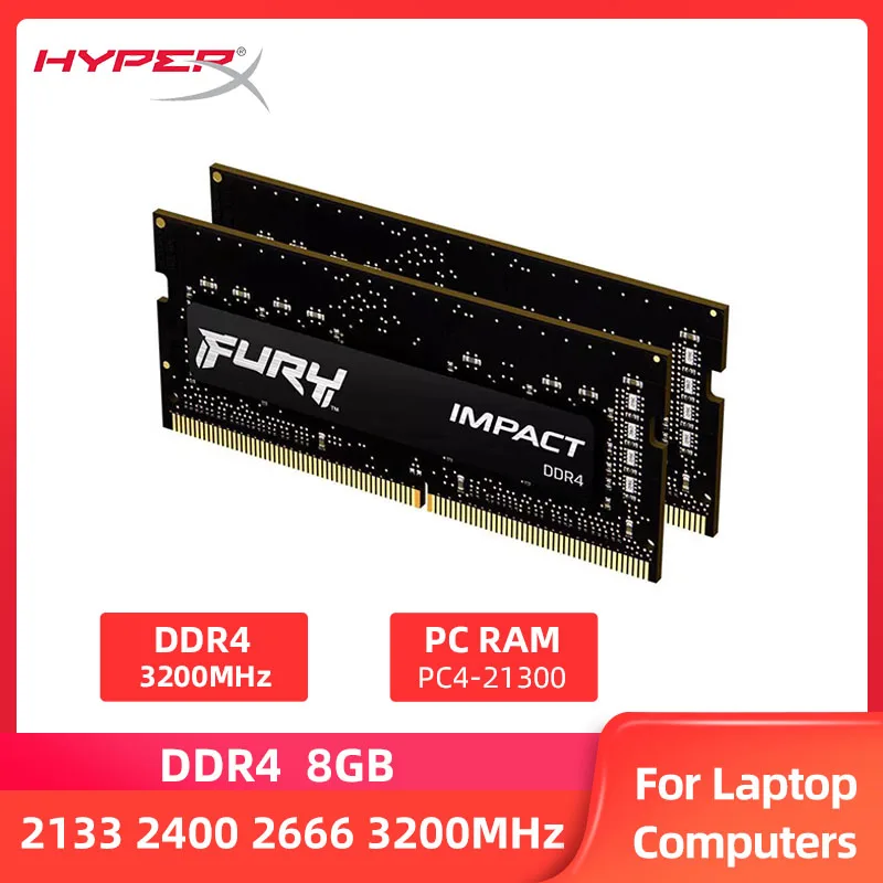 

Memoria RAM DDR4 8GB 16GB 2666MHz 2133 2400MHz Laptop Memory PC4-25600 21300 19200 1.2V SODIMM HyperX Fury Notebook RAM