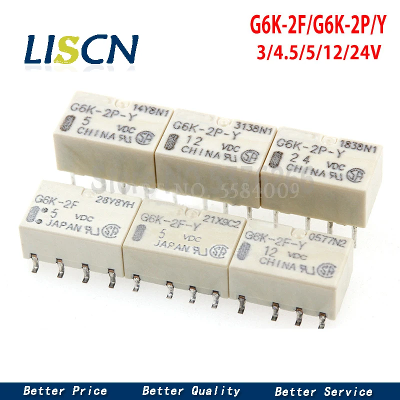 

2PCS G6K-2P-Y-5VDC G6K-2P-Y-12VDC G6K-2P-Y-24VDC DIP Relay 3V 5V 12V 24V SMD G6K-2F-Y Signal Relay 8PIN for Relay