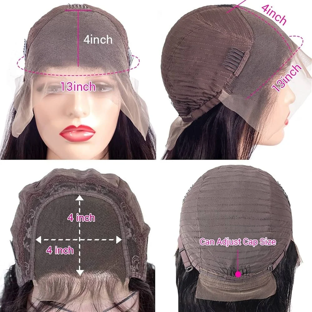 Натуральный цвет прямой короткий боб парики из натуральных волос 13x4 прозрачный