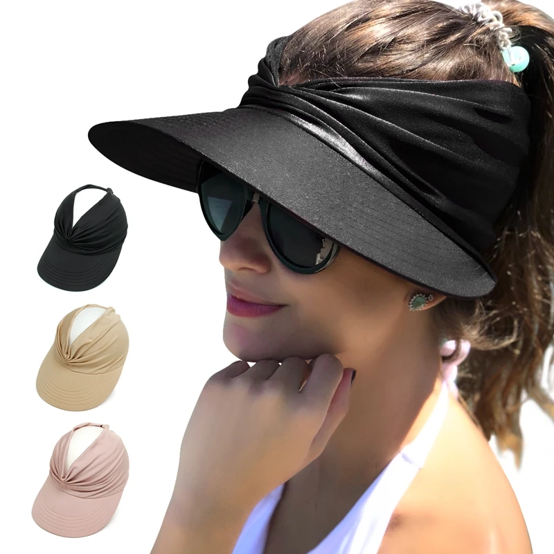Women Sport Sun Visor Hat Empty Top Baseball Sun Cap Ladies UV Protection Beach Hats