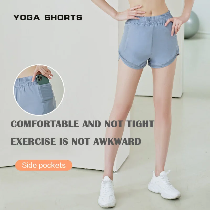Casual Running Gym Shorts Women's Sports Shorts with Pockets Quick Dry Loose Shorts Female Yoga Exercise Training Sport Shorts