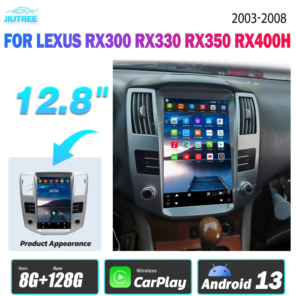 

128G Android 13 IPS Screen Car GPS For Lexus RX300 RX330 RX350 RX400h Toyota Harrier Radio Video Player AutoRadio Tape Recorder