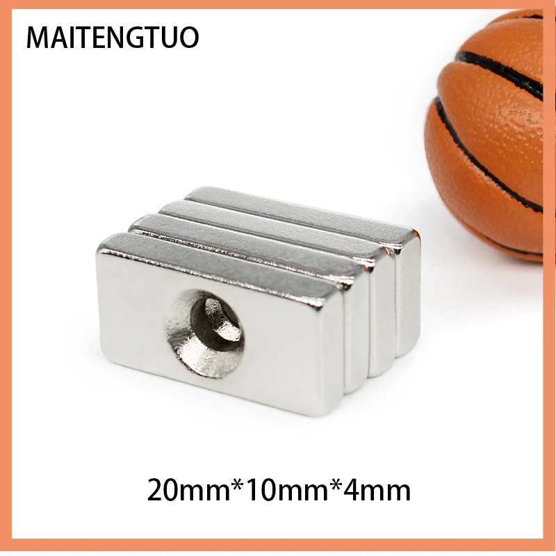 

2/5/10/20/50PCS 20x10x4-4mm Quadrate Countersunk Neodymium Magnet Hole 4mm 20x10x4-4 Block Strong Powerful Magnets 20*10*4-4