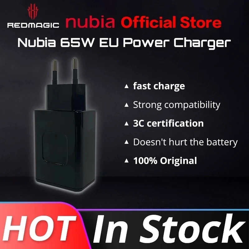 Европейская зарядка NUBIA 65 Вт PD, быстрое зарядное устройство Nubia 65 Вт, Европейская дорожная зарядка PD, быстрая зарядка, модель адаптера PD: телефон-порт Type-C