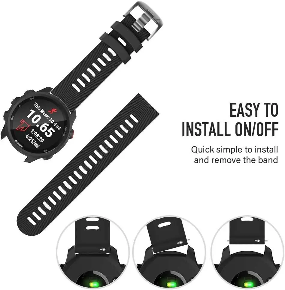 20mm Soft Slicone Strap For Garmin Forerunner 245/245M/Vivoactive3/HR Sport Watch Bands For Forerunner 645 Music Wristbands