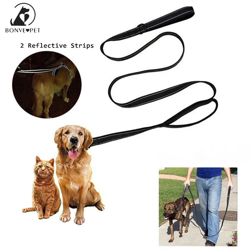 

180cm Nylon Dog Leashes For Dogs Collar With Reflective Strips 2 Handbars Pet Walking Rope Dog Accessories 2 Colors