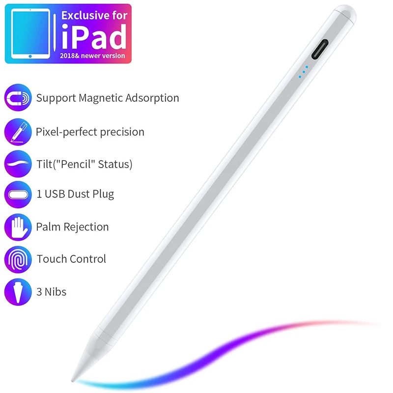 

Stylus Active Pencil for (2018-2021) Apple iPad Pro (11/12.9 inch), iPad Air 3rd/4th generation, iPad 6/7/8th generation, iPad M