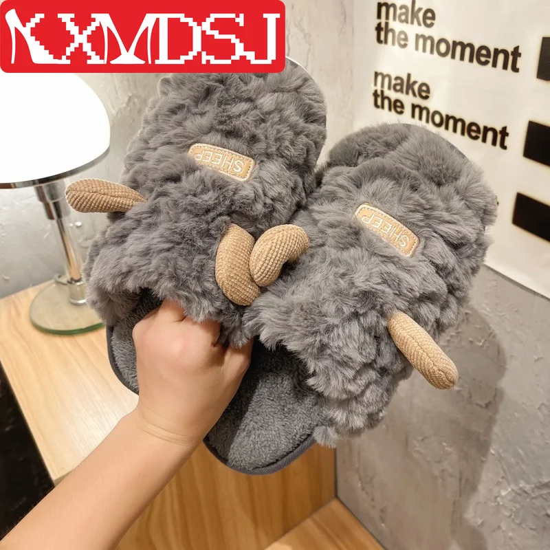 

Cute Animal Slipper For Women Girls Fashion Kawaii Fluffy Winter Warm Slippers Woman Cartoon Milk Cow House Slippers Funny Shoes