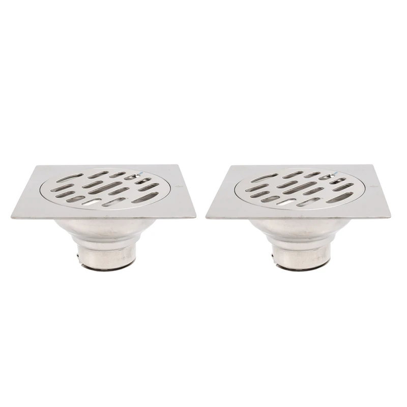 

2X Thick Stainless Steel Anti-Odor Square Floor Drain Waste Drain Cover Hotel Bathroom Shower Drain 100X100mm