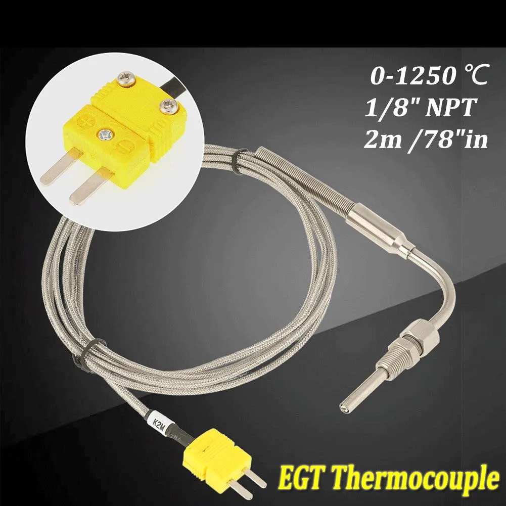 

EGT K Type Thermocouple Exhaust Probe High Temperature Sensors 1/8\" NPT Threads 2m Cable Adjustable Pressure Lock