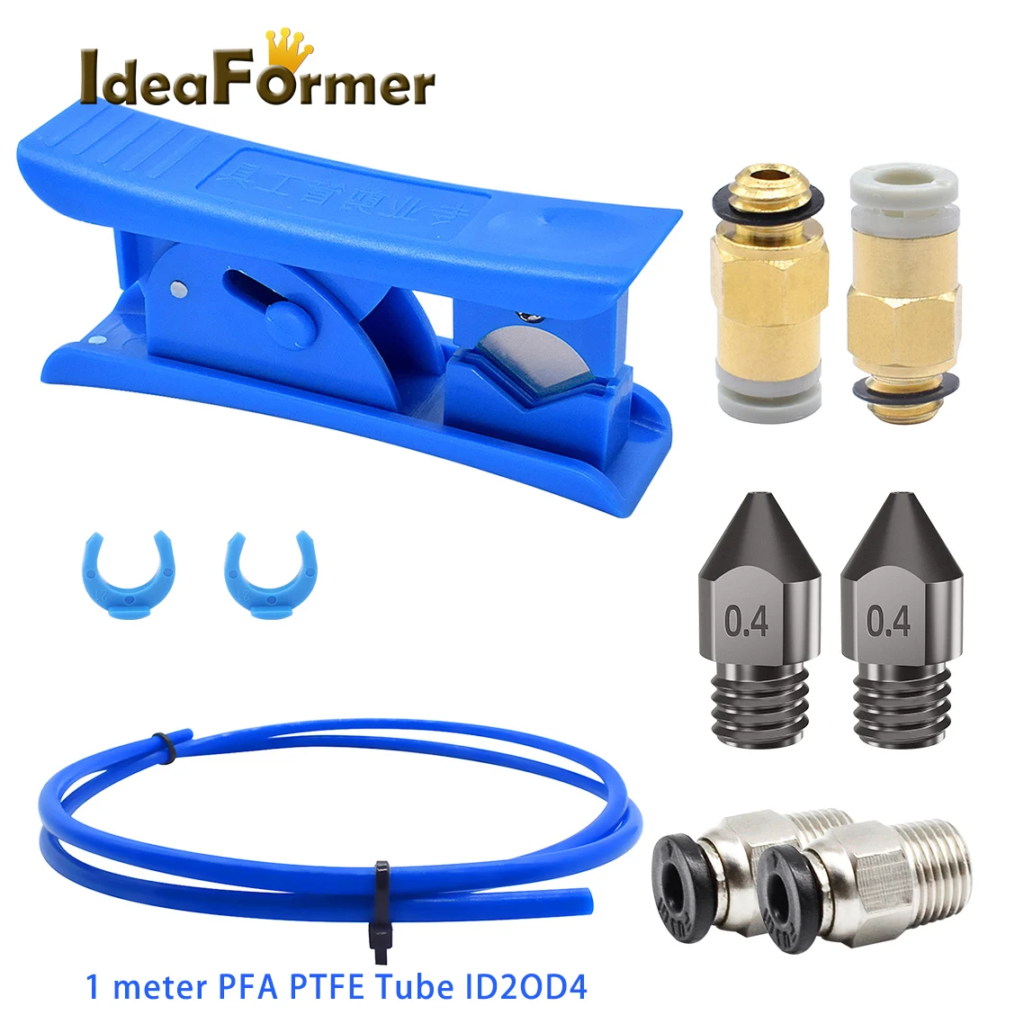 

IdeaFormer PFA ПТФЭ трубка 1 м трубка быстросъемный фитинг 1 шт. Пневматический фитинг толщиной 1,75 мм нить аксессуары для 3D-принтера