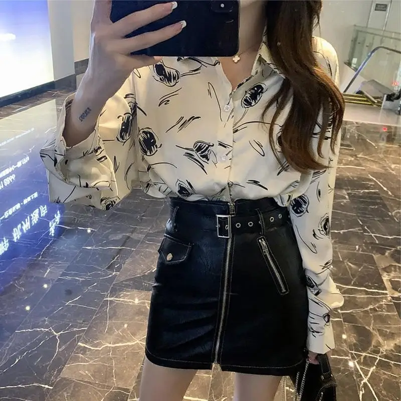 Шифоновая рубашка женская новая свободная с длинными рукавами в Интернете