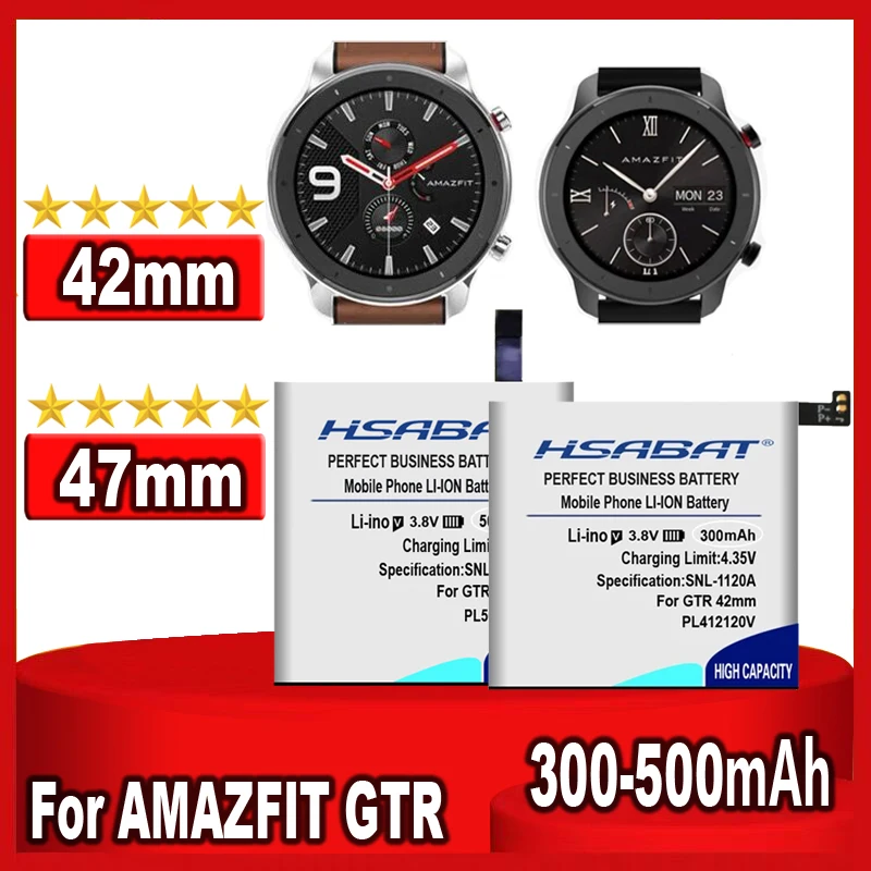 Аккумулятор HSABAT 300 мАч ~ 500 PL502625V PL412120V для AMAZFIT GTR 47 мм 42 | Мобильные телефоны и