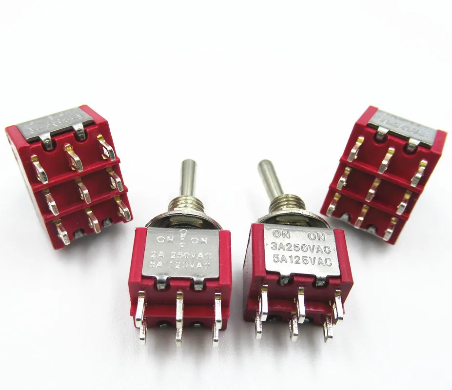 2 Pcs MTS102/103/202/203/302/303/402/403 3/6/9/12 Pins ON/ON OM/OFF/ON Toggle Switch