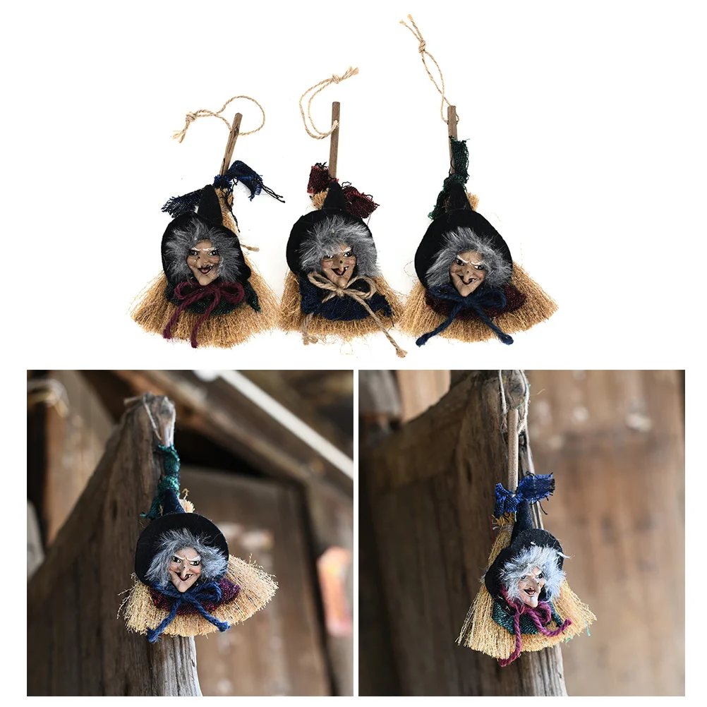 

Broom Witch Pendant Hanging House Miniprops Haunted Ornament Decoration Party Scary Witches Natural Costume Terrorist