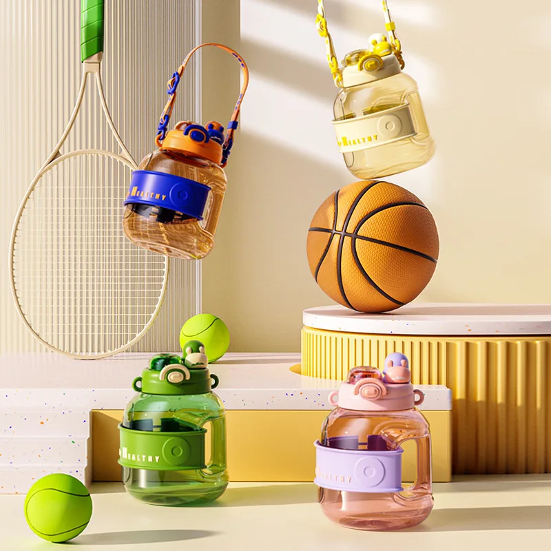 

Portable Straw Drinking Cup Cute Cartoon Kettle Kids School Leakproof Mug Travel Kawaii Plastic Tumbler 1L Water Bottle For Girl