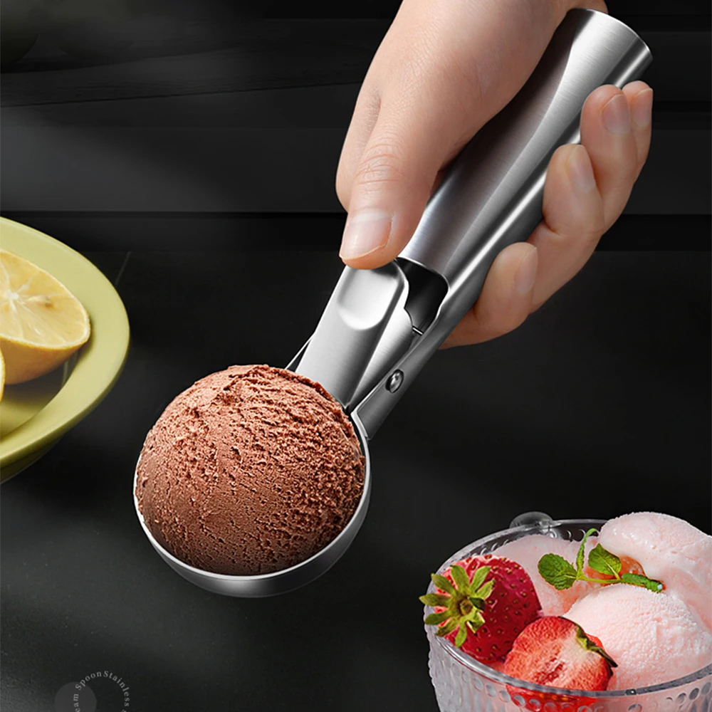 

Ice Cream Scoop Stainless Steel Ice Cream Spoon Digger Watermelon Fruit Ball Cookie Maker Icecream Scooper Kitchen Tools