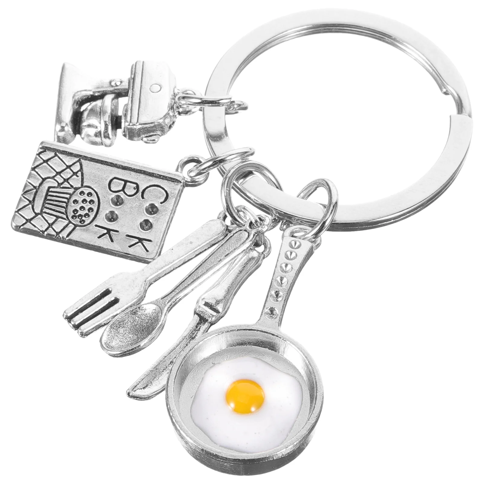 

Fried Egg Keychain Backpack Pendant Charm Bag Keyring Utensil Tableware Keychains Car Keys Women